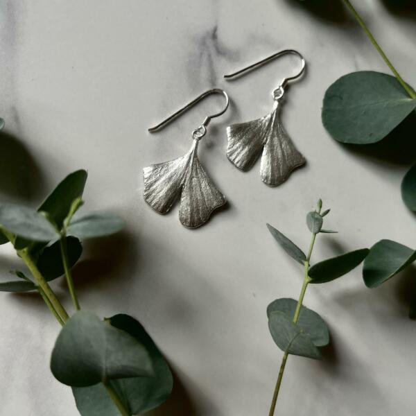 Boucles d'oreilles aux empreintes de Ginkgo