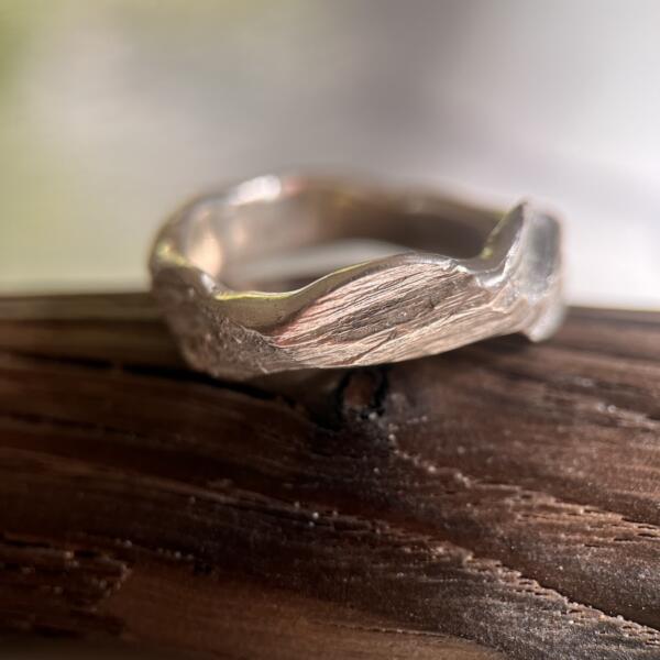 Bague Écorce L'Epanouie - Argent massif recyclé, empreinte artisanale