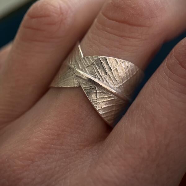 Bague Calathea L’Eclatante – Argent massif recyclé, empreinte végétale artisanale