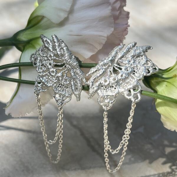 Boucles d'oreilles Couture - Pièce unique en Argent massif recyclé