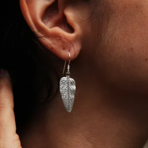 Boucles d'Oreilles pendantes aux empreintes de feuille de Sauge