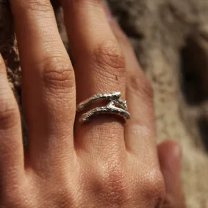 Bague ouverte Rameau en argent recyclé