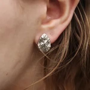 Boucles d'oreilles en Argent recyclé ou plaqué or aux empreintes végétales artisanales