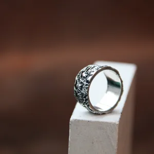 Bague large Lunaire en argent recyclé